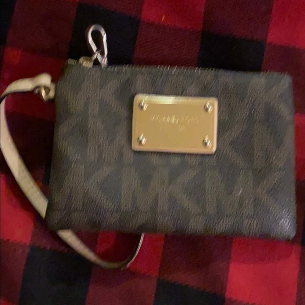 Brown mk wristlet